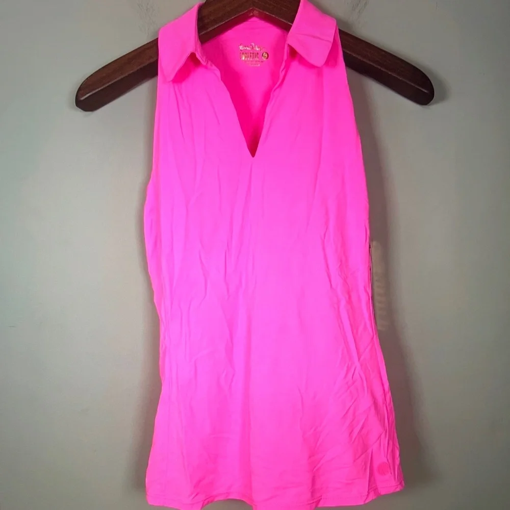 Lilly Pulitzer Neon Pink Sleeveless Collared Tank - Picture 1 of 10